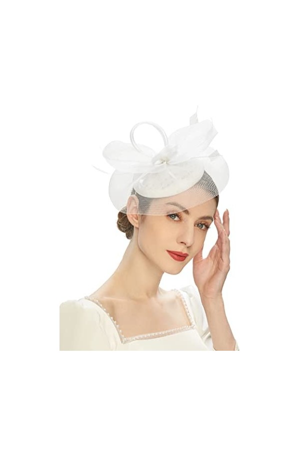 Cizoe Chapeau bibi Kentucky Derby pour cocktail, A-Bleu marine, Taille unique