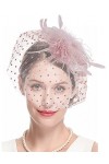 Cizoe Chapeau bibi pour femme - Style vintage des années 20 et 50 - Chapeau à pilules Kentucky Derby - Voile de fleurs - Chap