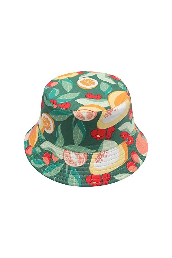 ZLYC Chapeau cloche en toile imprimé graffiti géométrique tribal pour femme, Vert melon, taille unique