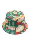 ZLYC Chapeau cloche en toile imprimé graffiti géométrique tribal pour femme, Vert melon, taille unique