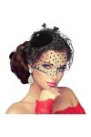 Fascinator Chapeau Femme Noir Moucheté Maille Plume Diadème Chapeau Vintage thé Fête Couvre Chef Cocktail Fête Mariage Cheveu