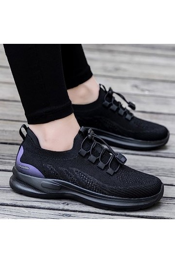 Chaussures de Sport pour Femme Légère Mode Printemps et été Femmes Baskets Sneakers Poids Léger Mouche tissé Maille Respirant