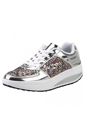 Chaussures Décontractées Pour Femmes Appartements Confortables Chaussures de sport Paillettes Wedges Shake Chaussures pour fe