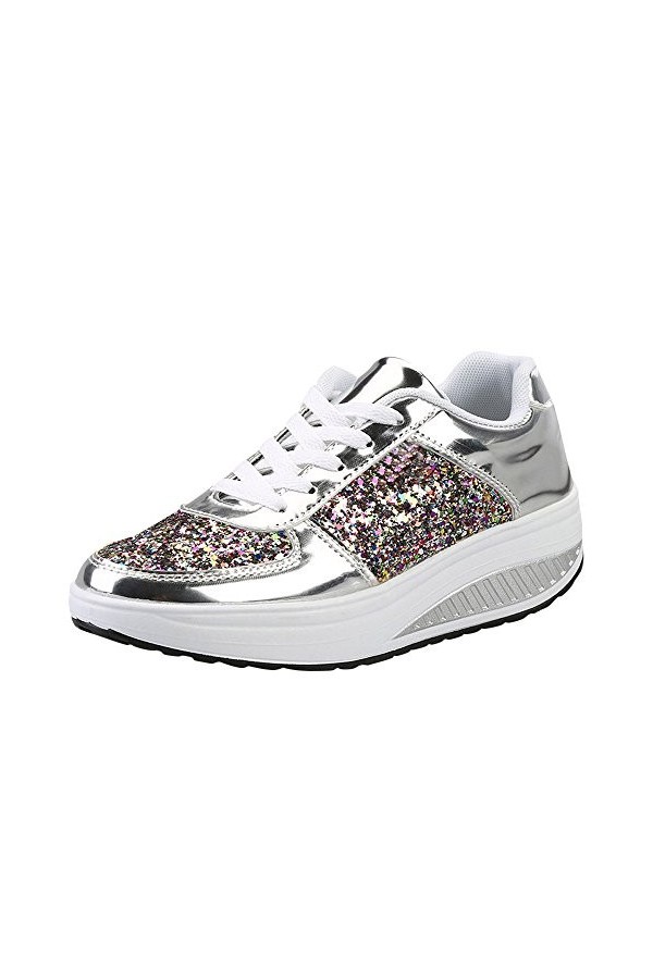 Chaussures Décontractées Pour Femmes Appartements Confortables Chaussures de sport Paillettes Wedges Shake Chaussures pour fe