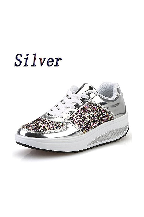 Chaussures Décontractées Pour Femmes Appartements Confortables Chaussures de sport Paillettes Wedges Shake Chaussures pour fe