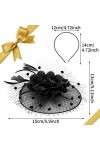 Chapeau Fascinators pour Femmes Noir Floral Plume Maille Chapeau Vintage Cocktail Mariage thé Fête Couvre-Chef Accessoires po
