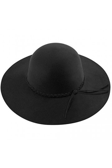 Lanzom Chapeau Fedora rétro à large bord pour femme, Noir C, Taille unique