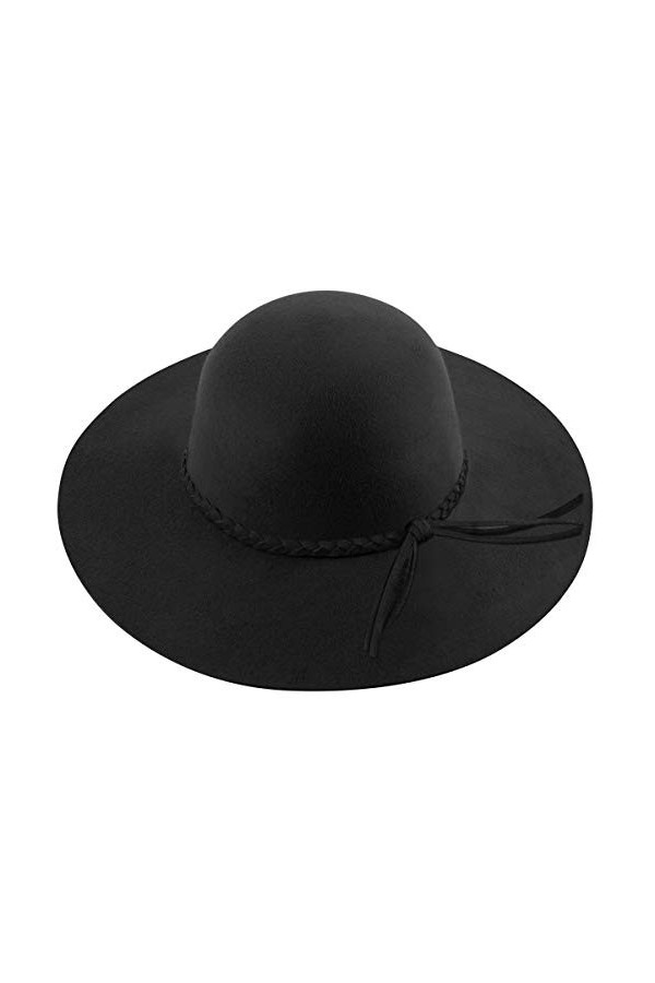 Lanzom Chapeau Fedora rétro à large bord pour femme, Noir C, Taille unique