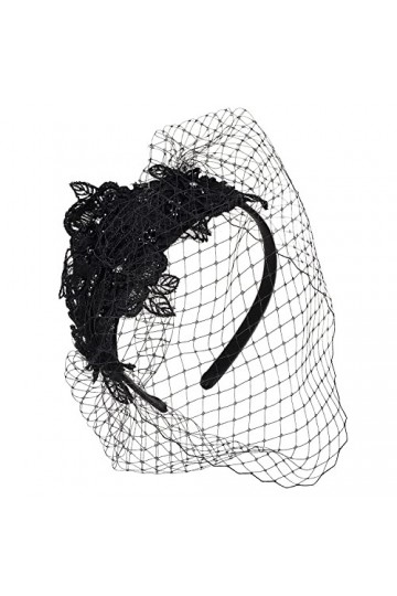 Fasbuy Chapeau bibi pour femme avec plumes florales Kentucky pour thé, cocktail, Derby, noir, S/M