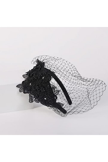 Fasbuy Chapeau bibi pour femme avec plumes florales Kentucky pour thé, cocktail, Derby, noir, S/M