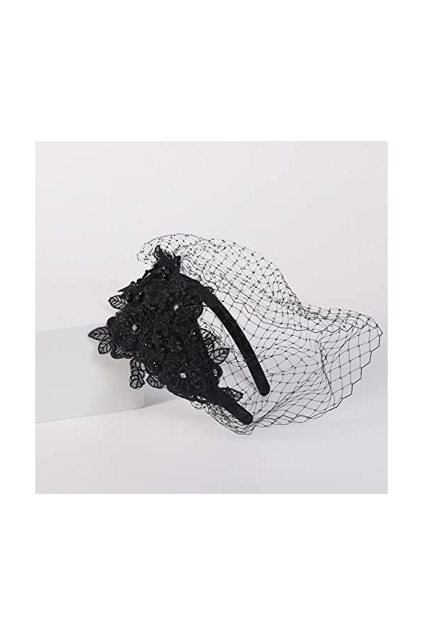 Fasbuy Chapeau bibi pour femme avec plumes florales Kentucky pour thé, cocktail, Derby, noir, S/M