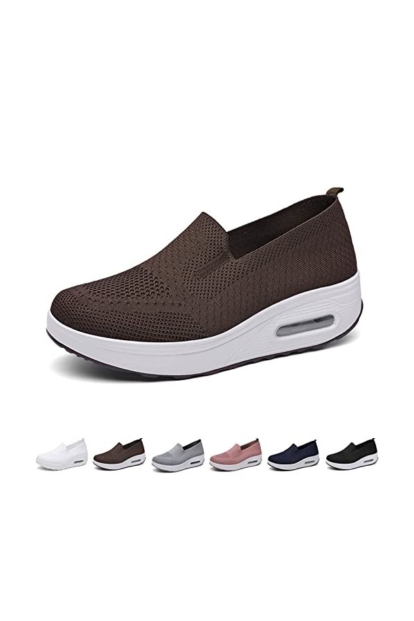 GYCS Baskets orthopédiques pour Femmes, Baskets à Plateforme Extensible en Maille, Chaussures de Marche Confortables et décon