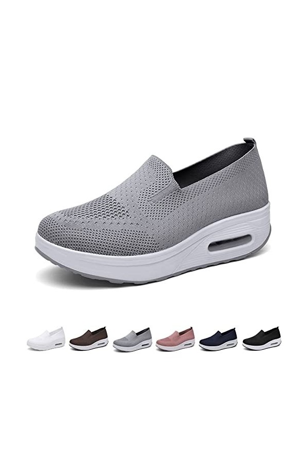 GYCS Baskets orthopédiques pour Femmes, Baskets à Plateforme Extensible en Maille, Chaussures de Marche Confortables et décon