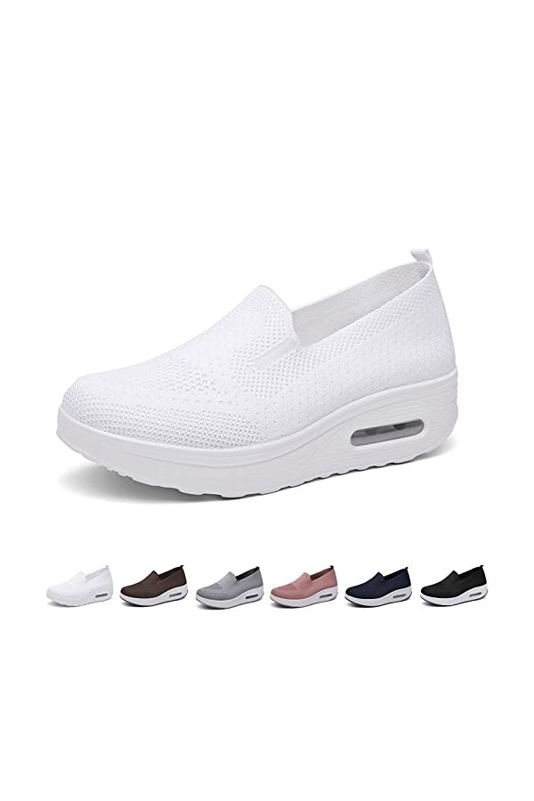 GYCS Baskets orthopédiques pour Femmes, Baskets à Plateforme Extensible en Maille, Chaussures de Marche Confortables et décon