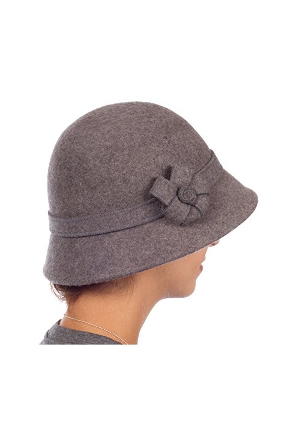 Sakkas Chapeau Cloche Femme Laine Style Rétro Molly - Gris - One Size
