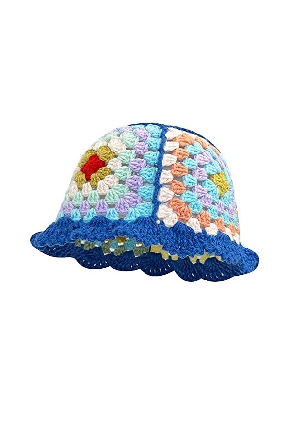 JUENAWMIU Chapeau cloche en crochet pour femme fait à la main - Chapeau dété floral avec tête de mort - Chapeau en tricot po