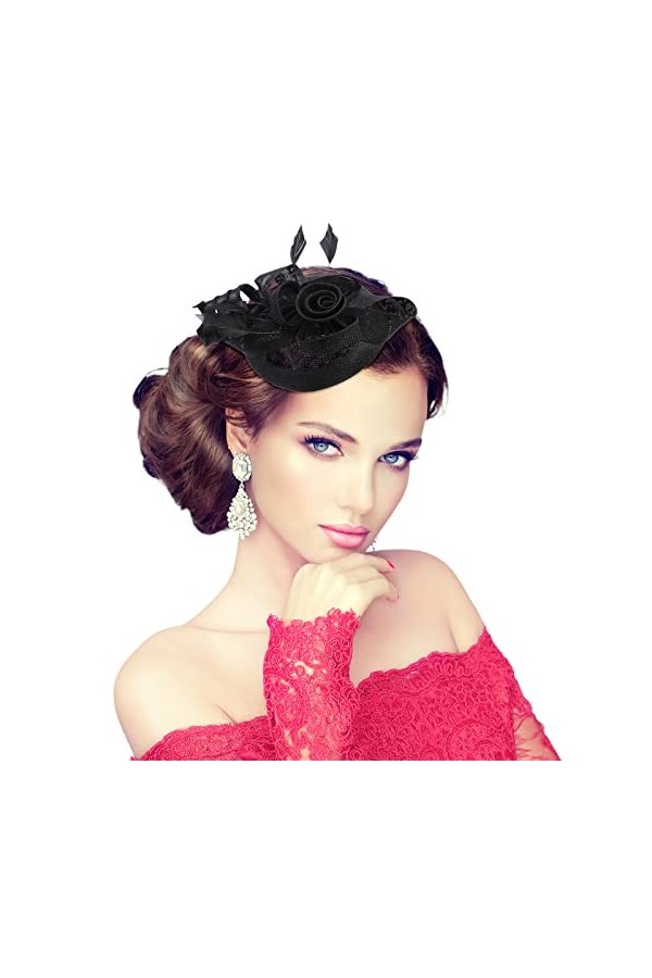 MWOOT Chapeau Fascinateur Élégant pour Femme, Tea Party Fascinators Hat Fascinator Chapeau Déglise avec Bandeau et Pince, Pl