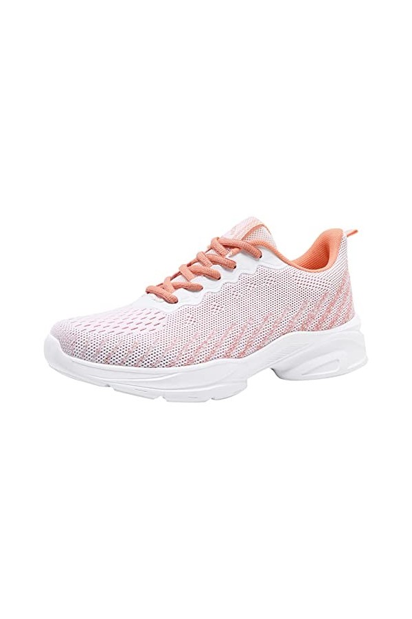 Femmes Baskets Mode été Maille Respirant Confortable léger à Lacets Chaussures décontractées Chaussures Femme Talon Pink-A, 