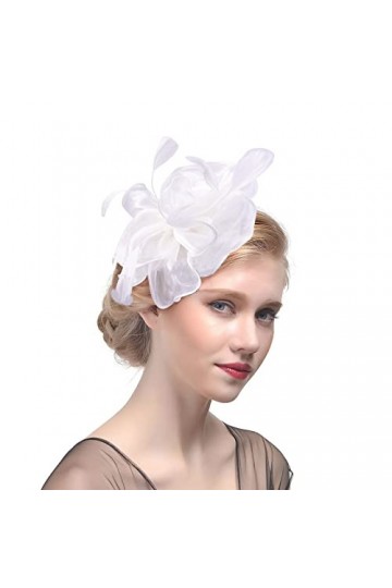 XINCHIA Chapeau bibi en maille filet voile bandeau fleur rubans voile chapeau de fête chapeau ascot bandeau à plumes bandeau 