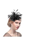XINCHIA Chapeau bibi en maille filet voile bandeau fleur rubans voile chapeau de fête chapeau ascot bandeau à plumes bandeau 