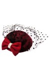 HowYouth Femmes élégantes Fascinator Chapeau Béret Nuptiale Cheveux Clip Accessoires Cocktail Royal Ascot Vin Rouge 