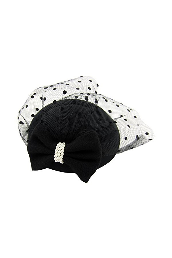 HowYouth Femmes élégantes Fascinator Chapeau Béret Nuptiale Cheveux Clip Accessoires Cocktail Royal Ascot Vin Rouge 