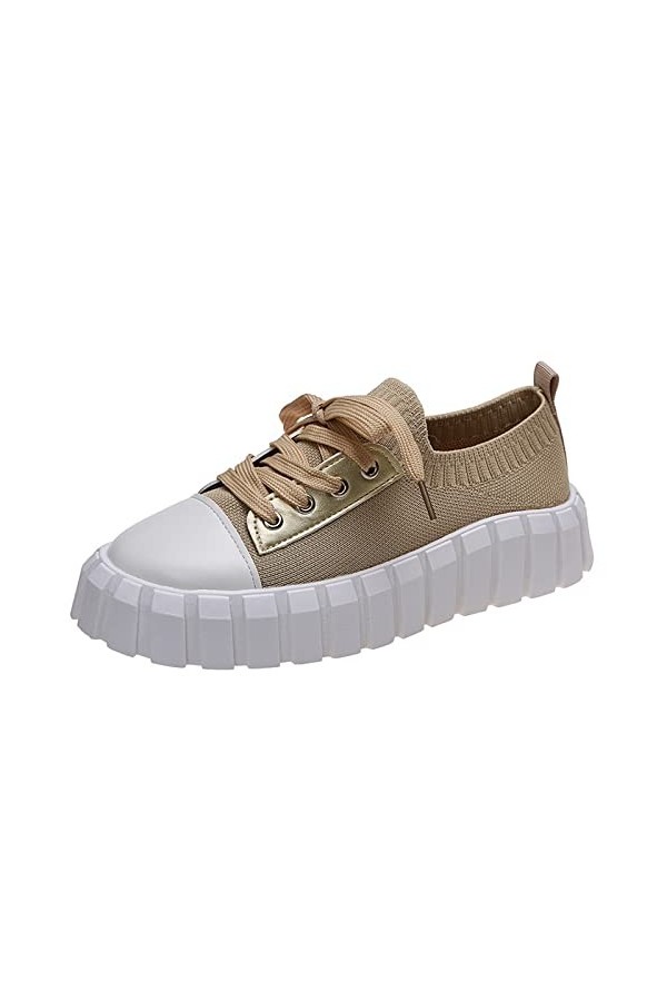 Baskets Mode Femme Chaussures de Couleur Confortables Solid Soft Lightweight Femmes Lace-up Sole Fashion Platform pour Femmes