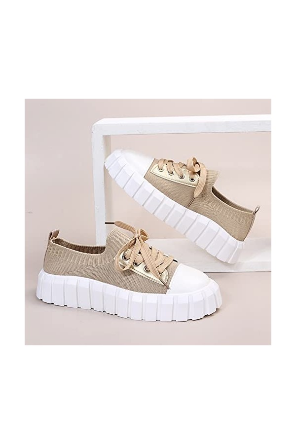 Baskets Mode Femme Chaussures de Couleur Confortables Solid Soft Lightweight Femmes Lace-up Sole Fashion Platform pour Femmes