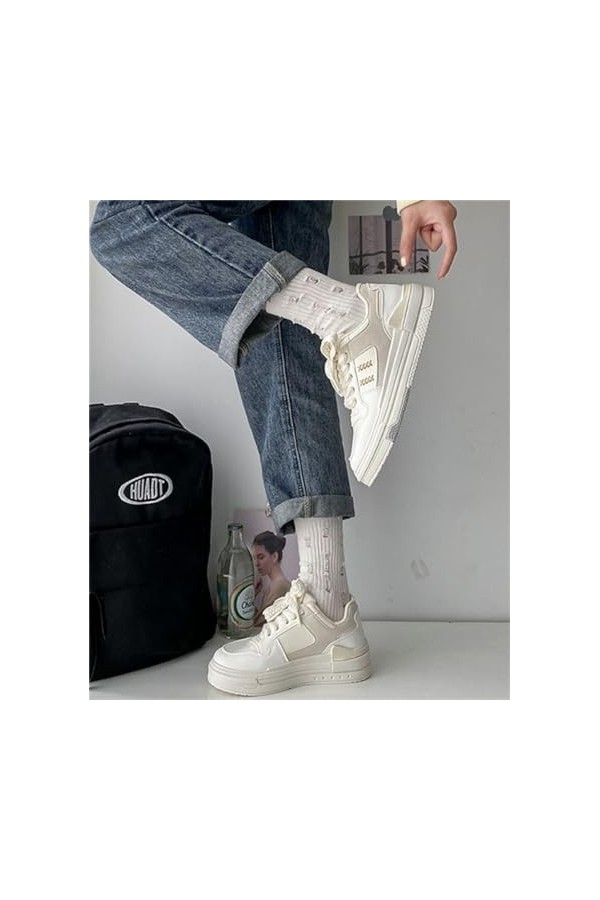 Rétro Baskets Femme Casual Chaussures Plates Mode Simple Chaussures Chunky Légères Chaussures Respirantes Trainers Antidérapa