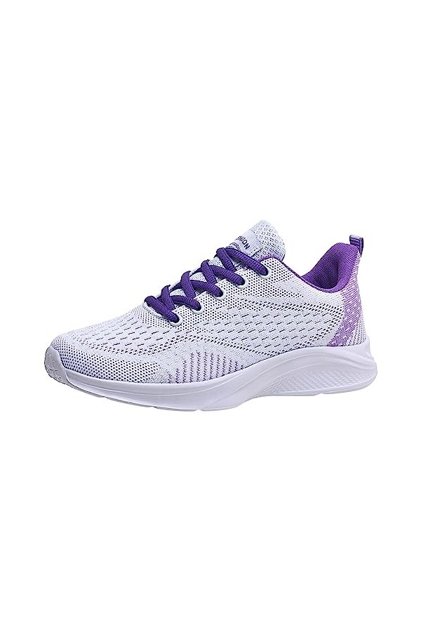 Baskets Chaussures de Sport Baskets Blanches Femmes Baskets Femmes Mode Motif Simple Maille Solide Respirant Confortable Fond