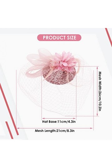 Chapeau Fascinators Femme Rose Maille Floral Diadème Chapeau Vintage Tea Party Coiffures Cocktail Party Accessoires De Cheveu