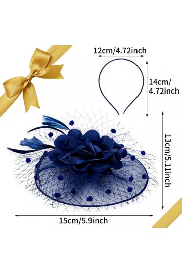 Chapeau Fascinators pour Femmes Chapeau en Maille à Plumes Florales Vintage Cocktail Party Wedding Tea Party Headgear Hair Ac