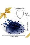 Chapeau Fascinators pour Femmes Chapeau en Maille à Plumes Florales Vintage Cocktail Party Wedding Tea Party Headgear Hair Ac