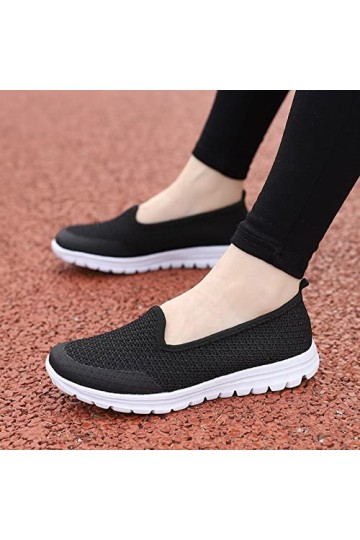 GeRRiT Baskets dété à la Mode for Femmes, Chaussures décontractées à Enfiler, Maille de Couleur Unie, Chaussures de Tennis C