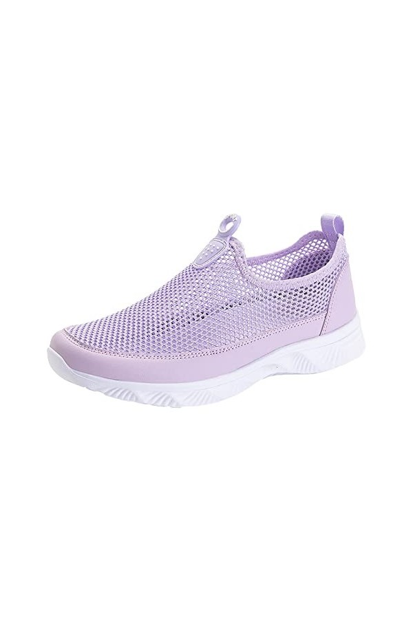 Chaussures de Sport Femme Respirant Femmes Baskets Mode été Nouveau modèle Simple Couleur Unie Maille Creuse Respirant Fond P