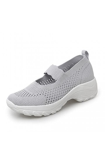 Baskets Chaussures de Sport Baskets Blanches Femmes Mode Mesh Slip Creux sur le Cale Chaussures de Sport Femmes Été pour Femm