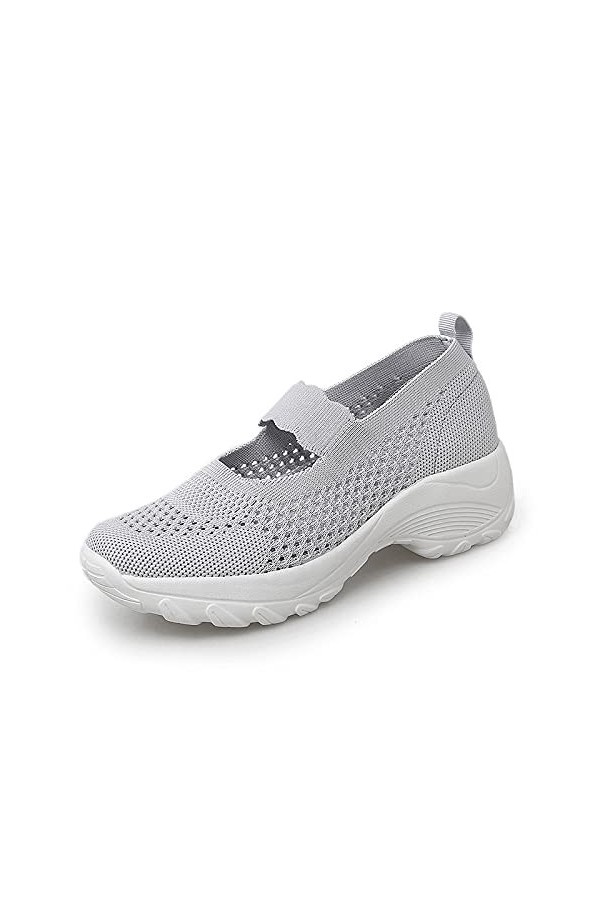 Baskets Chaussures de Sport Baskets Blanches Femmes Mode Mesh Slip Creux sur le Cale Chaussures de Sport Femmes Été pour Femm