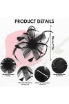 Chapeau Fascinators Femmes Noir Maille Plume Chapeaux Casquette Rétro thé Fête Chapeaux Cocktail Fête Mariage Cheveux Accesso