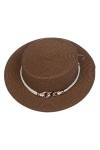 VPbao Panama Elégant Femme Chapeau Melon en Paille Anti Soleil avec Boucle Mariage Cérémonie Soirée Marron