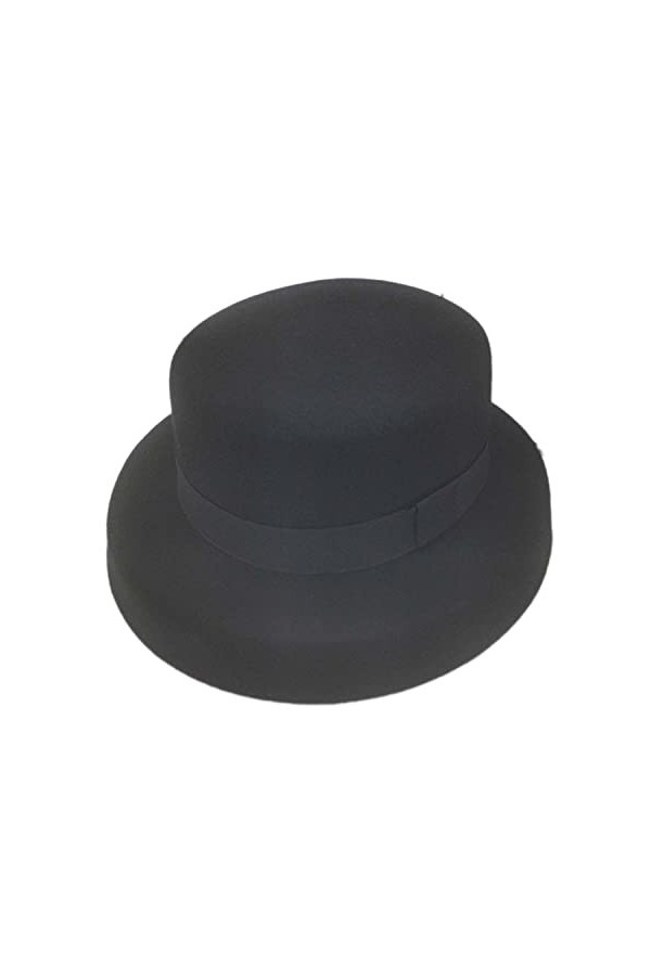 luckystardom Chapeau rétro en laine fait à la main pour femme - Chapeau en feutre de laine à large bord - Chapeau déglise, d