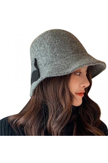 Femmes En Feutre De Laine Vintage 1920 Cloche Cloche Bowler Bucket Chapeaux Hiver Crushable - gris - Taille unique