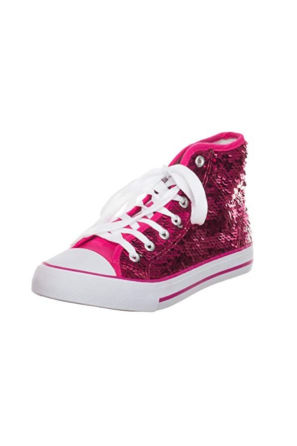 Brandsseller Baskets à paillettes semi-hautes pour femme - Rose - Rose/argenté, 41 EU