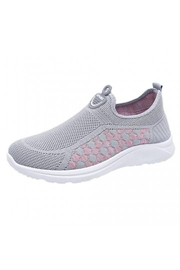 Sbyhbhyds Baskets Mode Femmes Baskets Confort Chaussures décontractées Femmes Couleurs Gray Chaussures de Marche Lady Easy Sh