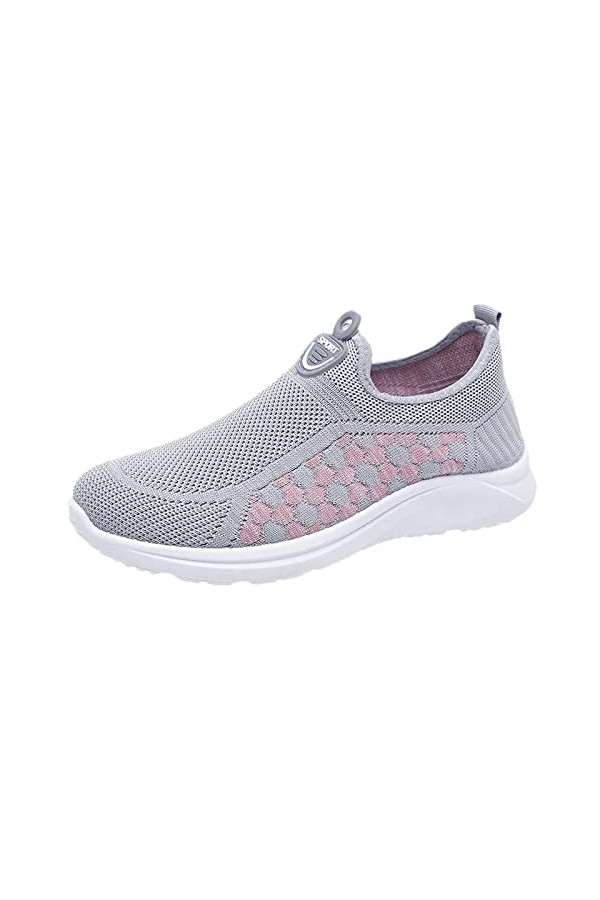 Sbyhbhyds Baskets Mode Femmes Baskets Confort Chaussures décontractées Femmes Couleurs Gray Chaussures de Marche Lady Easy Sh