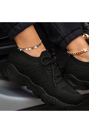 Chaussures de Sport Femme Confortable Baskets Mesh Chaussures De Marche Chaussures De Sport Respirant Gym Mode Léger Conforta