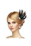Lusofie Chapeau Bibi Mariage Femme Fascinator Voile en Maille de Plumes Voile Mariée en Maille de Plume de Paon Chapeau de Fê