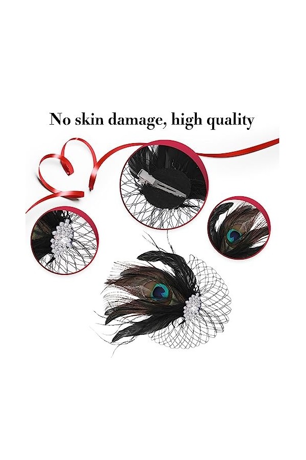 Lusofie Chapeau Bibi Mariage Femme Fascinator Voile en Maille de Plumes Voile Mariée en Maille de Plume de Paon Chapeau de Fê