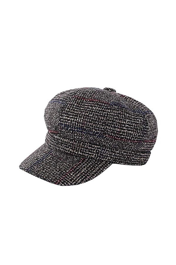 Casquette de boulanger chaude et épaisse à carreaux pour femme, café