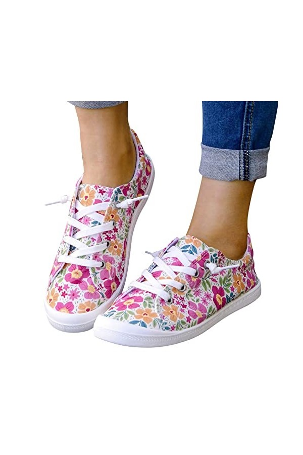 Chaussures Femme Sneaker Casual Doux Mode Outdoor Chaussures Antidérapant Respirant Léger Imprimé Floral Baskets Chaussures d