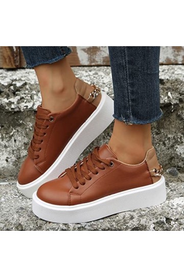 Chaussures Femme Ete Confortable Baskets Chaussures pour Femmes Chaussures Simples à la Mode Patchwork à Lacets sur Le Devant